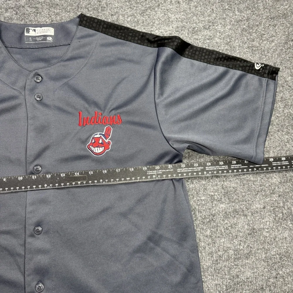 Cleveland Indians True Fan Baseball Jersey Kids L Grey Chief Wahoo Streetwear